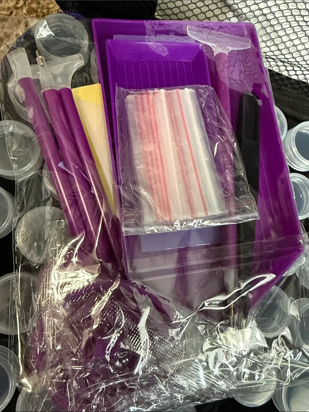 Purple Storage Case with 120 Clear Plastic Jars - and tool kit